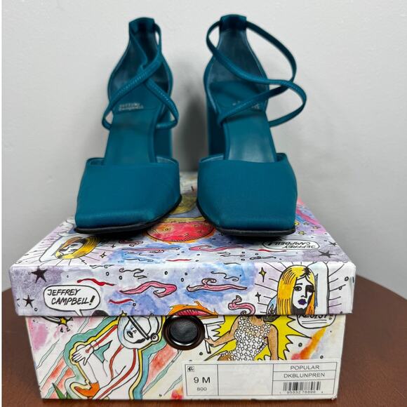 Jeffrey Campbell Popular Square-Toe Heel Pump in Dark Blue Neoprene Size 9 - Picture 8 of 8